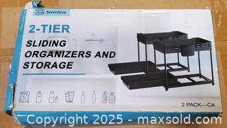 MaxSold Auction: 2-Tier Sliding Cabinet/Under-Sink Organizer (2-pack) - Sevenblue (See description &#38; pictures) - Toronto (Ontario, Canada) SELLER MANAGED Reseller Online Auction - Curity Avenue