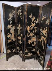 MaxSold Auction: Black Lacquer Mother-of-Pearl 4-Panel Folding Room Divider - Toronto (Ontario, Canada) SELLER MANAGED Reseller Online Auction - Curity Avenue