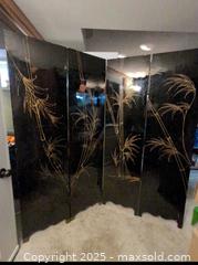 MaxSold Auction: Black Lacquer Mother-of-Pearl 4-Panel Folding Room Divider - Toronto (Ontario, Canada) SELLER MANAGED Reseller Online Auction - Curity Avenue