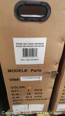 MaxSold Auction: Daymak Paris Deluxe - 500W 48V Low-Step E-Bike w/Pedal Assist - Orange - (See description &#38; pics) (158) - Toronto (Ontario, Canada) SELLER MANAGED Reseller Online Auction - Curity Avenue