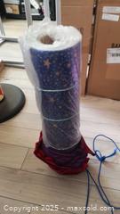 MaxSold Auction: Large Blue Holographic Gift Wrap Roll with Gold Stars & Homemade carrying sleeve - Toronto (Ontario, Canada) SELLER MANAGED Reseller Online Auction - Curity Avenue