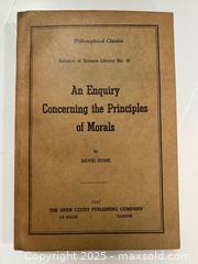 MaxSold Auction: An Enquiry Concerning the Principles of Morals Book by David Hume c.1947.  - Toronto (Ontario, Canada) PARTNER MANAGED Estate Sale Online Auction - Merton Street