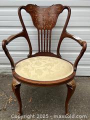 MaxSold Auction: Antique Edwardian Inlaid Mahogany Elbow Chair  - Toronto (Ontario, Canada) PARTNER MANAGED Estate Sale Online Auction - Merton Street