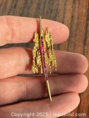MaxSold Auction: Brutalist 18K Gold + Pink Sapphire Brooch with Appraisal  - Toronto (Ontario, Canada) PARTNER MANAGED Estate Sale Online Auction - Merton Street