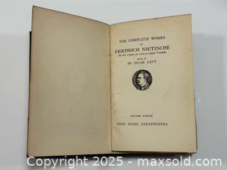 MaxSold Auction: c.1911 Friedrich Nietzsche, Thus Spake Zarathustra Second Edition Book - Toronto (Ontario, Canada) PARTNER MANAGED Estate Sale Online Auction - Merton Street