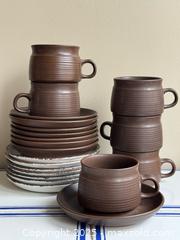 MaxSold Auction: Vintage Brown Stoneware Cups & Saucers + Stonehenge Midwinter Plate Set - Toronto (Ontario, Canada) PARTNER MANAGED Estate Sale Online Auction - Merton Street
