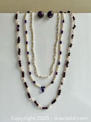 MaxSold Auction: Vintage Freshwater Pearl, Amethyst + Garnet Bead Necklaces + Sterling Silver Earrings  - Toronto (Ontario, Canada) PARTNER MANAGED Estate Sale Online Auction - Merton Street