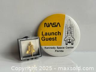MaxSold Auction: Vintage NASA Launch Guest Button &#38; Space Shuttle Pin  - Toronto (Ontario, Canada) PARTNER MANAGED Estate Sale Online Auction - Merton Street