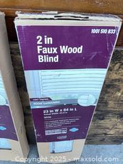 MaxSold Auction: 2 in Faux Wood Blind 23 x 64 in White Cordless - Garden City (Georgia, USA) SELLER MANAGED Downsizing Online Auction - Bryce Industrial Drive