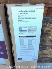 MaxSold Auction: 2 in Faux Wood Blind 23 x 64 in White Cordless - Garden City (Georgia, USA) SELLER MANAGED Downsizing Online Auction - Bryce Industrial Drive