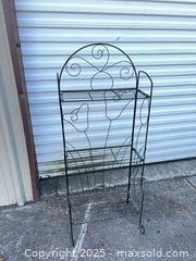 MaxSold Auction: 3-Tier Black Metal Decorative Shelving / Plant Stand - Garden City (Georgia, USA) SELLER MANAGED Downsizing Online Auction - Bryce Industrial Drive