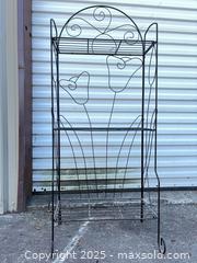 MaxSold Auction: 3-Tier Black Metal Decorative Shelving / Plant Stand - Garden City (Georgia, USA) SELLER MANAGED Downsizing Online Auction - Bryce Industrial Drive