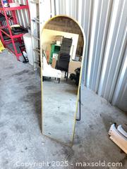 MaxSold Auction: Arched Full-Length Leaning Mirror in Gold/Brass-Tone Frame - Garden City (Georgia, USA) SELLER MANAGED Downsizing Online Auction - Bryce Industrial Drive