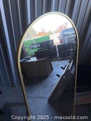 MaxSold Auction: Arched Full-Length Leaning Mirror in Gold/Brass-Tone Frame - Garden City (Georgia, USA) SELLER MANAGED Downsizing Online Auction - Bryce Industrial Drive