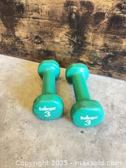 MaxSold Auction: Bollinger 3 lb Vinyl-Coated Dumbbell Pair, Green - Garden City (Georgia, USA) SELLER MANAGED Downsizing Online Auction - Bryce Industrial Drive