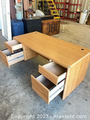 MaxSold Auction: Double Pedestal Executive Desk with Oak-Look Laminate - Garden City (Georgia, USA) SELLER MANAGED Downsizing Online Auction - Bryce Industrial Drive