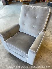 MaxSold Auction: Light Grey Tufted Recliner Rocking Chair w/ Manual Footrest - Garden City (Georgia, USA) SELLER MANAGED Downsizing Online Auction - Bryce Industrial Drive