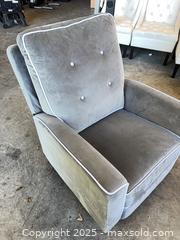 MaxSold Auction: Light Grey Tufted Recliner Rocking Chair w/ Manual Footrest - Garden City (Georgia, USA) SELLER MANAGED Downsizing Online Auction - Bryce Industrial Drive