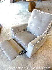 MaxSold Auction: Light Grey Tufted Recliner Rocking Chair w/ Manual Footrest - Garden City (Georgia, USA) SELLER MANAGED Downsizing Online Auction - Bryce Industrial Drive