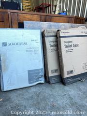 MaxSold Auction: Lot of 3 Elongated Molded Wood Toilet Seats with Top-Tite Hinges - Garden City (Georgia, USA) SELLER MANAGED Downsizing Online Auction - Bryce Industrial Drive