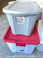 MaxSold Auction: Lot of 5 Plastic Storage Bins/Totes, Sterilite & Generic - Garden City (Georgia, USA) SELLER MANAGED Downsizing Online Auction - Bryce Industrial Drive