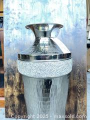 MaxSold Auction: Nanette Lepore Metal Hammered Silver Floor Vase - Garden City (Georgia, USA) SELLER MANAGED Downsizing Online Auction - Bryce Industrial Drive