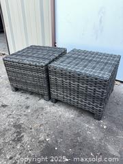 MaxSold Auction: Outdoor Synthetic Wicker Side Table / Foot Stool (Set of 2) - Garden City (Georgia, USA) SELLER MANAGED Downsizing Online Auction - Bryce Industrial Drive