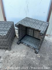 MaxSold Auction: Outdoor Synthetic Wicker Side Table / Foot Stool (Set of 2) - Garden City (Georgia, USA) SELLER MANAGED Downsizing Online Auction - Bryce Industrial Drive