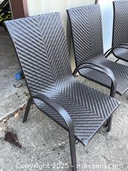 MaxSold Auction: Set of 3 Outdoor Woven Rattan Patio Chairs, Metal Frames - Garden City (Georgia, USA) SELLER MANAGED Downsizing Online Auction - Bryce Industrial Drive