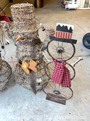 MaxSold Auction: Set of 3 Wicker & Metal Snowman Yard Figures with Lights - Garden City (Georgia, USA) SELLER MANAGED Downsizing Online Auction - Bryce Industrial Drive