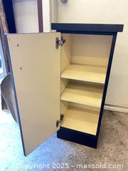 MaxSold Auction: Tall Narrow Black Storage Cabinet with Shelves and Door - Garden City (Georgia, USA) SELLER MANAGED Downsizing Online Auction - Bryce Industrial Drive