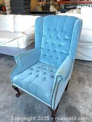 MaxSold Auction: Teal Velvet Wingback Accent/Armchair - Garden City (Georgia, USA) SELLER MANAGED Downsizing Online Auction - Bryce Industrial Drive