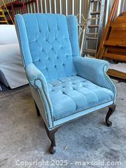 MaxSold Auction: Teal Velvet Wingback Accent/Armchair - Garden City (Georgia, USA) SELLER MANAGED Downsizing Online Auction - Bryce Industrial Drive