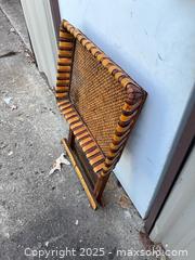 MaxSold Auction: Vintage Folding Rattan Wicker Table with Wood Frame - Garden City (Georgia, USA) SELLER MANAGED Downsizing Online Auction - Bryce Industrial Drive