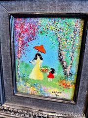 MaxSold Auction: Vintage Signed Louis Cardin Mother and Daughter Enamel on Copper Painting  - Garden City (Georgia, USA) SELLER MANAGED Downsizing Online Auction - Bryce Industrial Drive