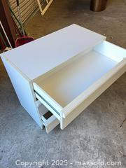 MaxSold Auction: White 3-Drawer Wood Dresser / Nightstand - Garden City (Georgia, USA) SELLER MANAGED Downsizing Online Auction - Bryce Industrial Drive