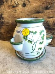 MaxSold Auction: White Porcelain Two-Handled Herb Planter with Attached Saucer - Garden City (Georgia, USA) SELLER MANAGED Downsizing Online Auction - Bryce Industrial Drive