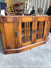 MaxSold Auction: Wood Media Console / TV Cabinet, Honey Oak Tone - Garden City (Georgia, USA) SELLER MANAGED Downsizing Online Auction - Bryce Industrial Drive