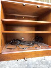 MaxSold Auction: Wood Media Console / TV Cabinet, Honey Oak Tone - Garden City (Georgia, USA) SELLER MANAGED Downsizing Online Auction - Bryce Industrial Drive