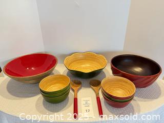 MaxSold Auction: Bamboo/Laminated Wood Salad Bowl & Serving Set - Lakeland (Florida, USA) PARTNER MANAGED Estate Sale Online Auction - Canyon Lake Point
