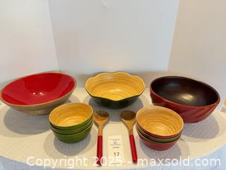 MaxSold Auction: Bamboo/Laminated Wood Salad Bowl & Serving Set - Lakeland (Florida, USA) PARTNER MANAGED Estate Sale Online Auction - Canyon Lake Point
