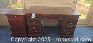 MaxSold Auction: Double Pedestal Executive Desk with Side Cabinet - Lakeland (Florida, USA) PARTNER MANAGED Estate Sale Online Auction - Canyon Lake Point