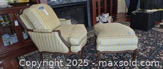 MaxSold Auction: Ethan Allen French Provincial Upholstered Armchair & Matching Ottoman - Lakeland (Florida, USA) PARTNER MANAGED Estate Sale Online Auction - Canyon Lake Point