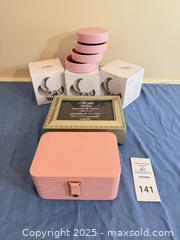 MaxSold Auction: Mixed Color Jewelry Boxes: Pink Travel Case & Gold Music/Photo Box - Lakeland (Florida, USA) PARTNER MANAGED Estate Sale Online Auction - Canyon Lake Point