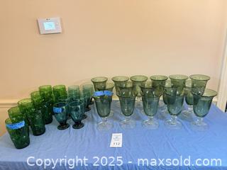 MaxSold Auction: Mixed Lot of Green Glassware — Tumblers & Two Goblet Styles - Lakeland (Florida, USA) PARTNER MANAGED Estate Sale Online Auction - Canyon Lake Point