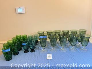 MaxSold Auction: Mixed Lot of Green Glassware — Tumblers & Two Goblet Styles - Lakeland (Florida, USA) PARTNER MANAGED Estate Sale Online Auction - Canyon Lake Point