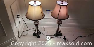 MaxSold Auction: Pair of Traditional Antiqued Bronze Table Lamps with Bell Shades - Lakeland (Florida, USA) PARTNER MANAGED Estate Sale Online Auction - Canyon Lake Point