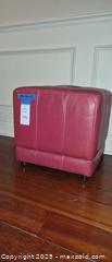 MaxSold Auction: Red/Burgundy Tufted Leather Ottoman Footstool, ~18&#34; Square - Lakeland (Florida, USA) PARTNER MANAGED Estate Sale Online Auction - Canyon Lake Point