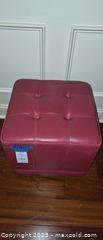 MaxSold Auction: Red/Burgundy Tufted Leather Ottoman Footstool, ~18&#34; Square - Lakeland (Florida, USA) PARTNER MANAGED Estate Sale Online Auction - Canyon Lake Point