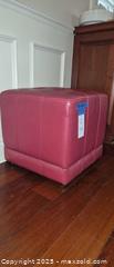 MaxSold Auction: Red/Burgundy Tufted Leather Ottoman Footstool, ~18&#34; Square - Lakeland (Florida, USA) PARTNER MANAGED Estate Sale Online Auction - Canyon Lake Point